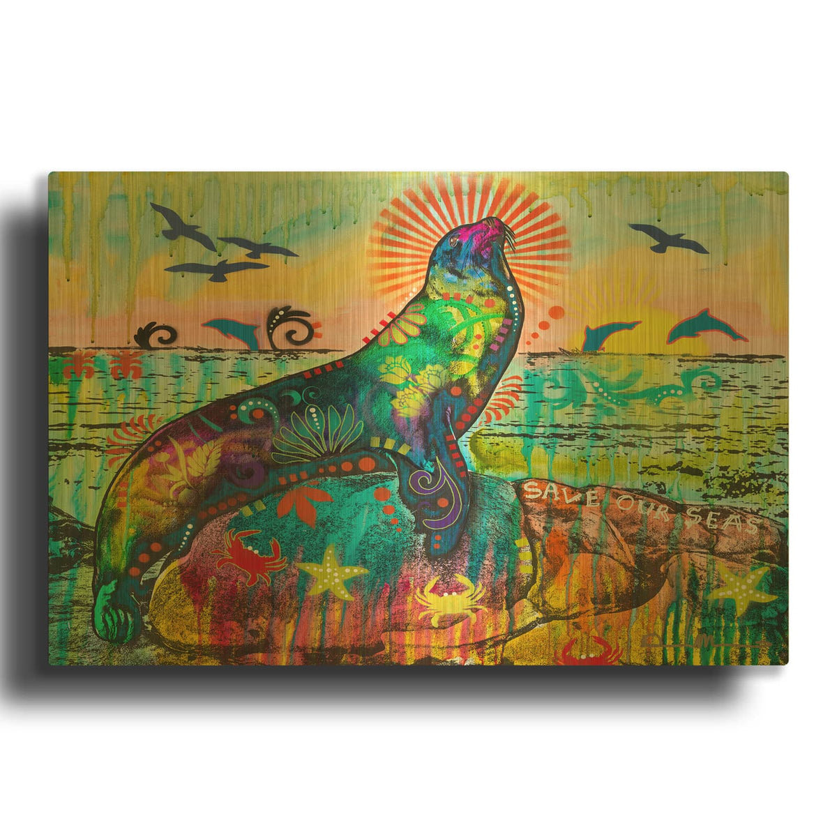 'Save Our Seas 3' By Dean Russo Gold Metal Wall Art