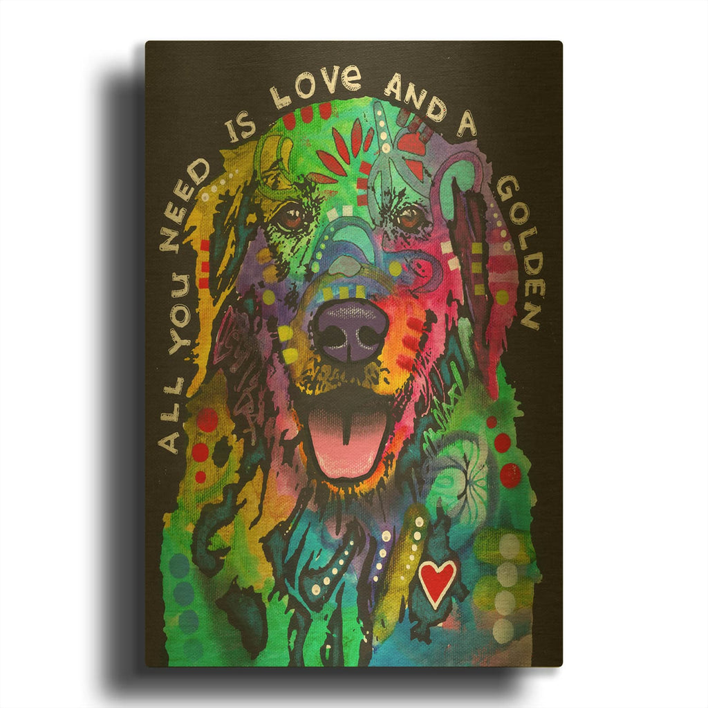 'Love And A Golden' By Dean Russo Gold Metal Wall Art