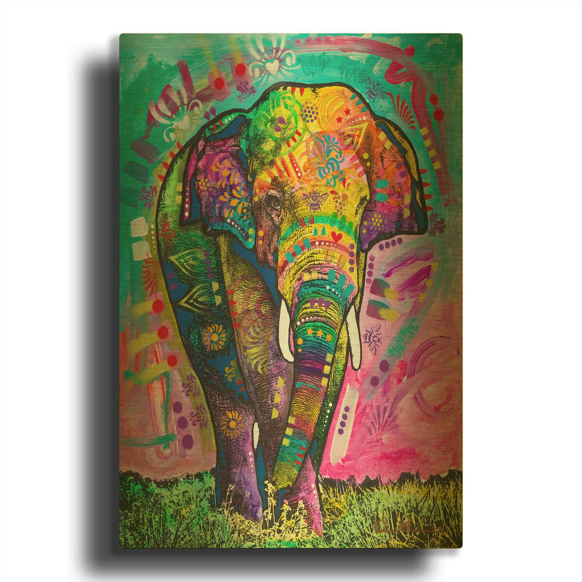 'Indian Elephant' By Dean Russo Gold Metal Wall Art