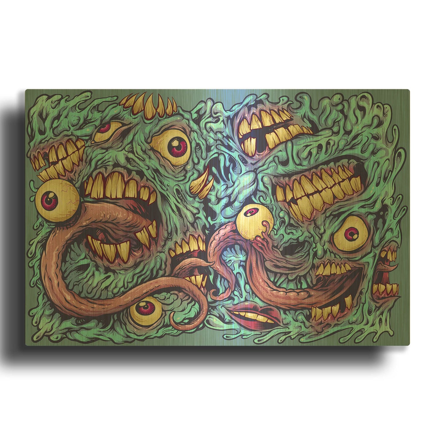 'Eyeballs and Teeth Pattern' By Flyland Designs Gold Metal Wall Art