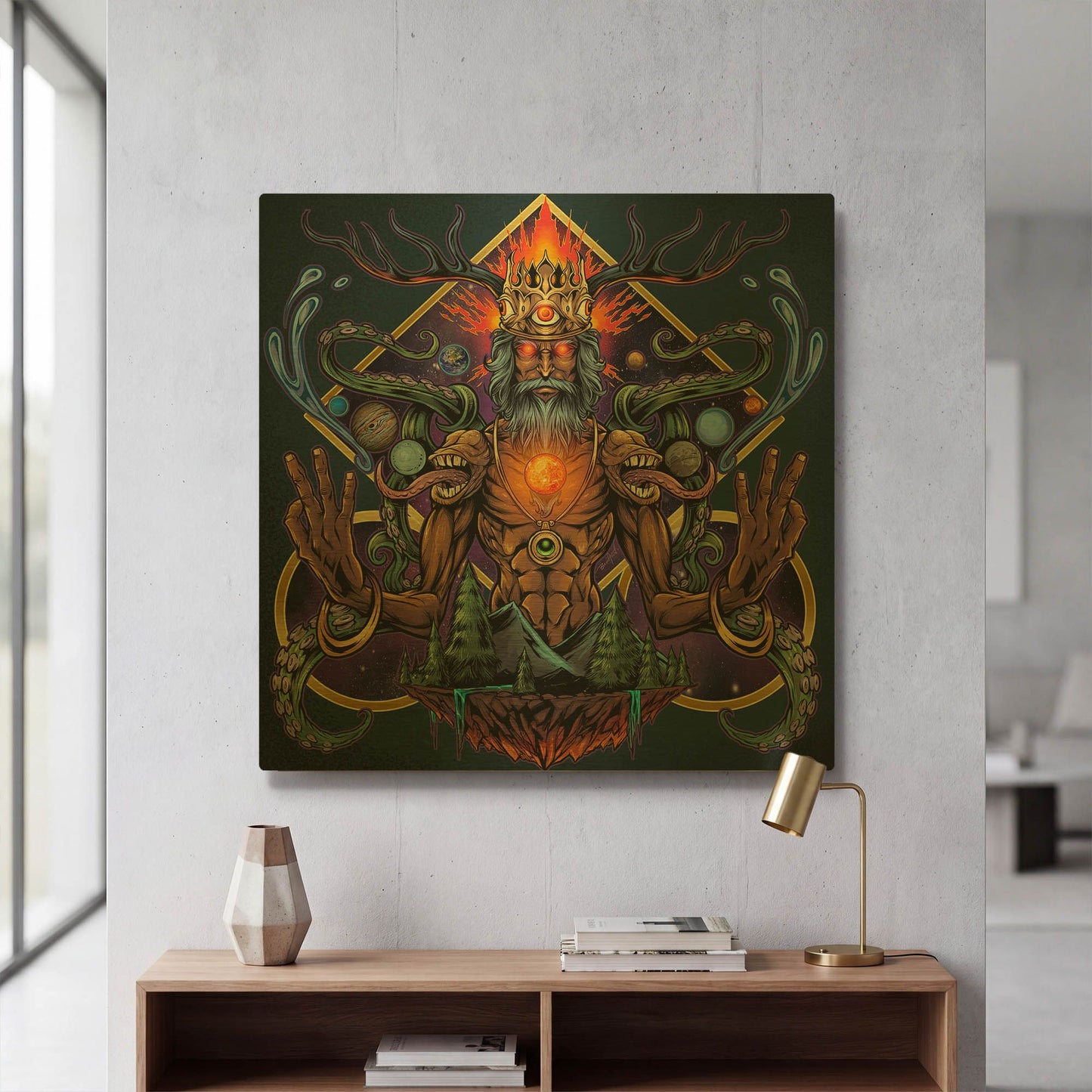 'Psychedelic Meditating Mystic' By Flyland Designs Gold Metal Wall Art