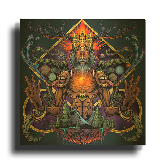 'Psychedelic Meditating Mystic' By Flyland Designs Gold Metal Wall Art