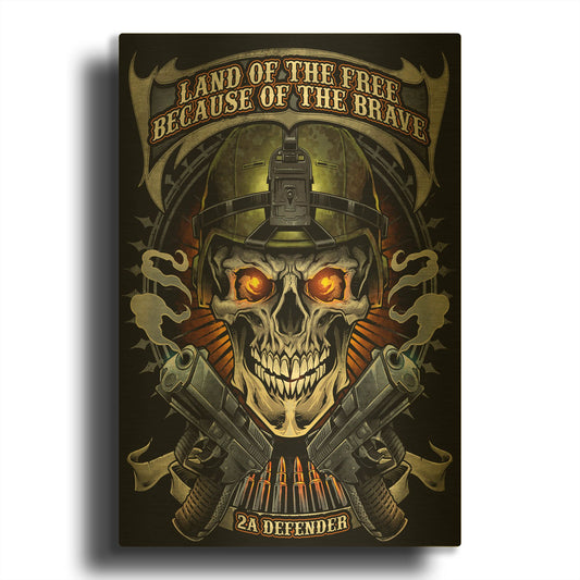 'Skull Soldier and Guns' By Flyland Designs Gold Metal Wall Art