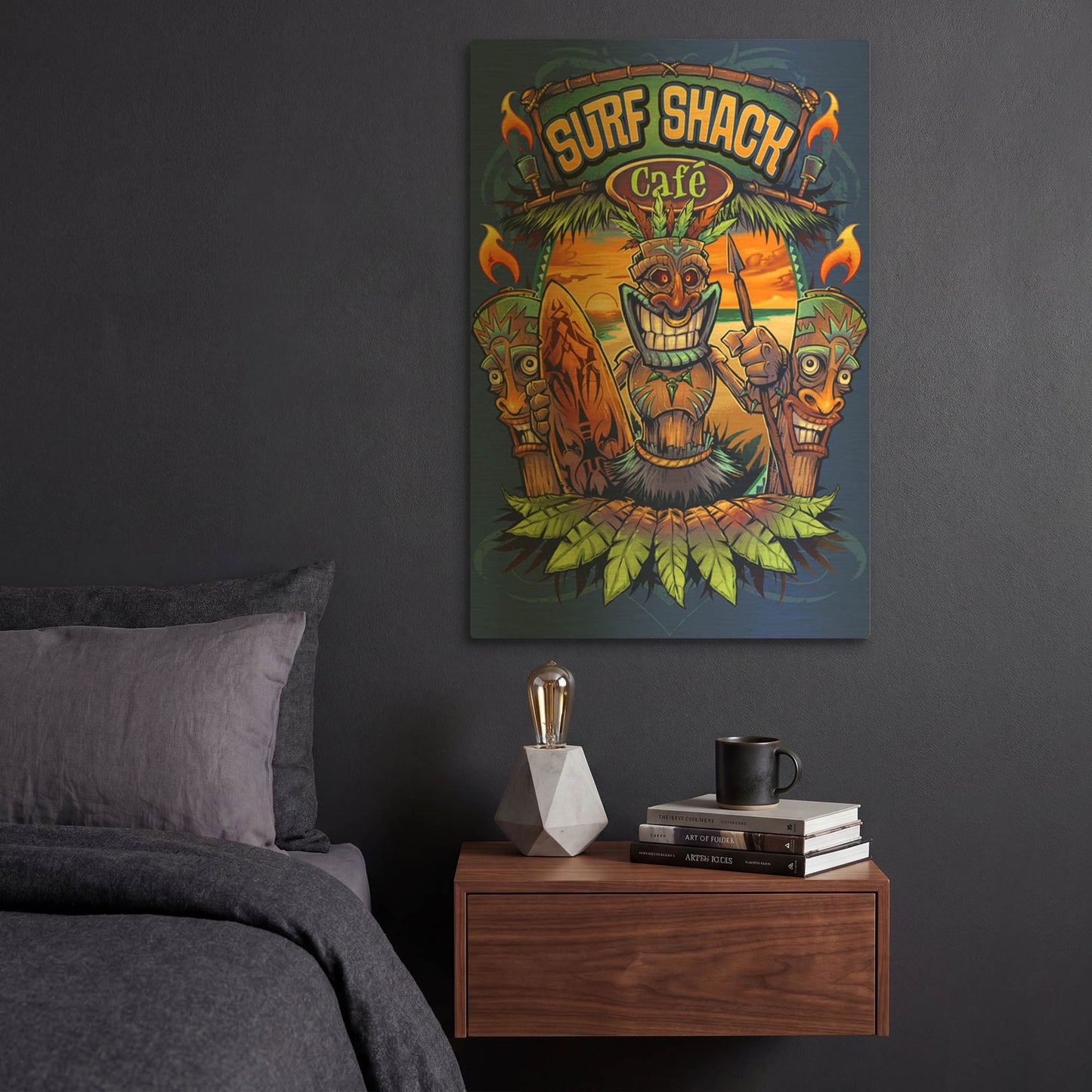 'Big Kahuna Tiki Man Licensing' By Flyland Designs Gold Metal Wall Art