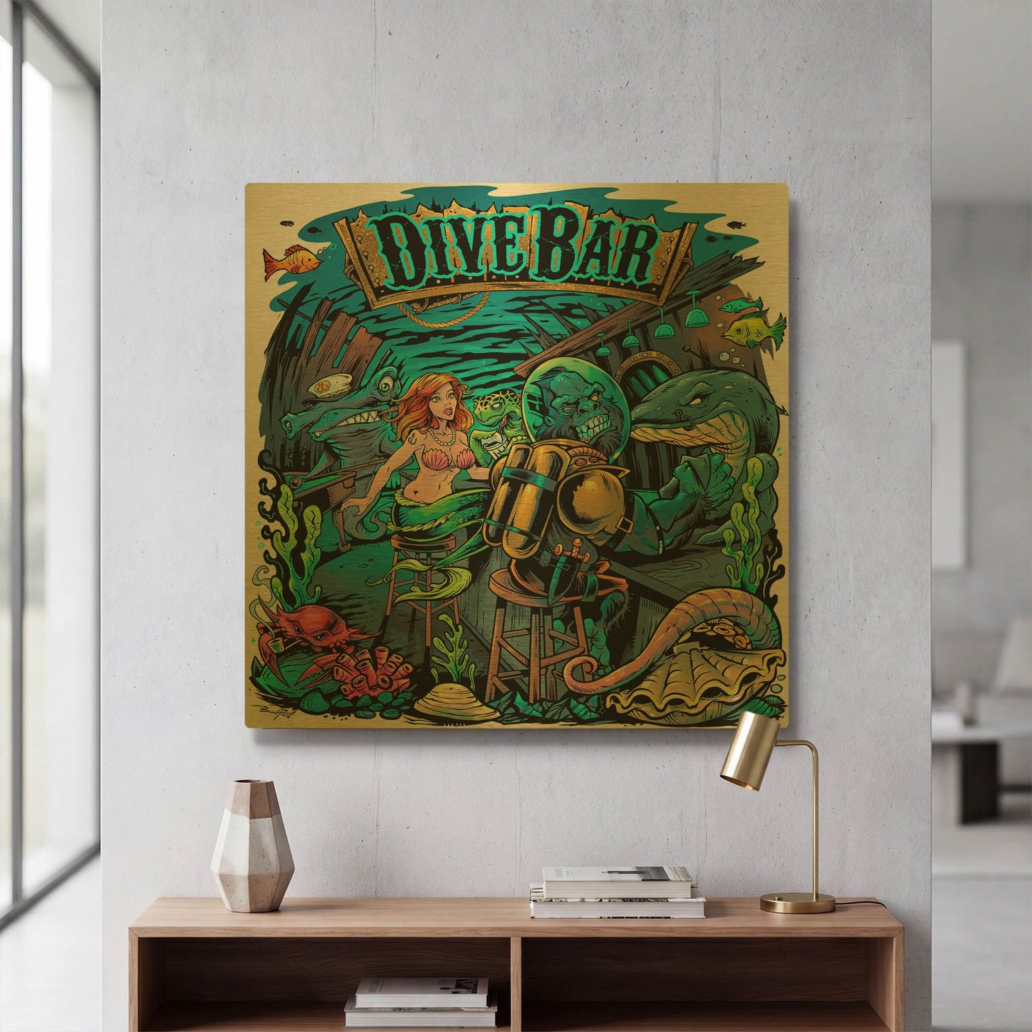 'Dive Bar' By Flyland Designs Gold Metal Wall Art