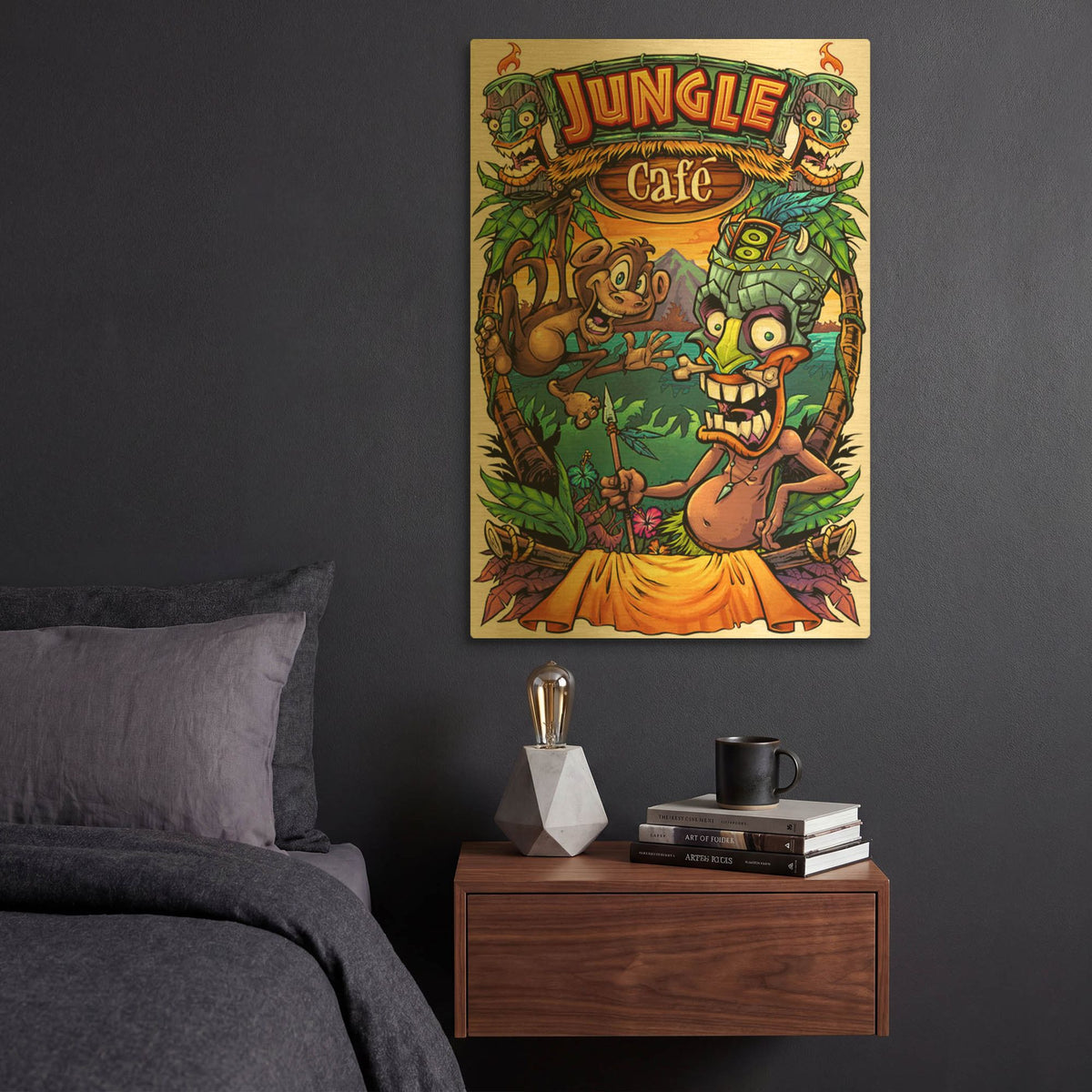 'JungleCafe Amazon' By Flyland Designs Gold Metal Wall Art