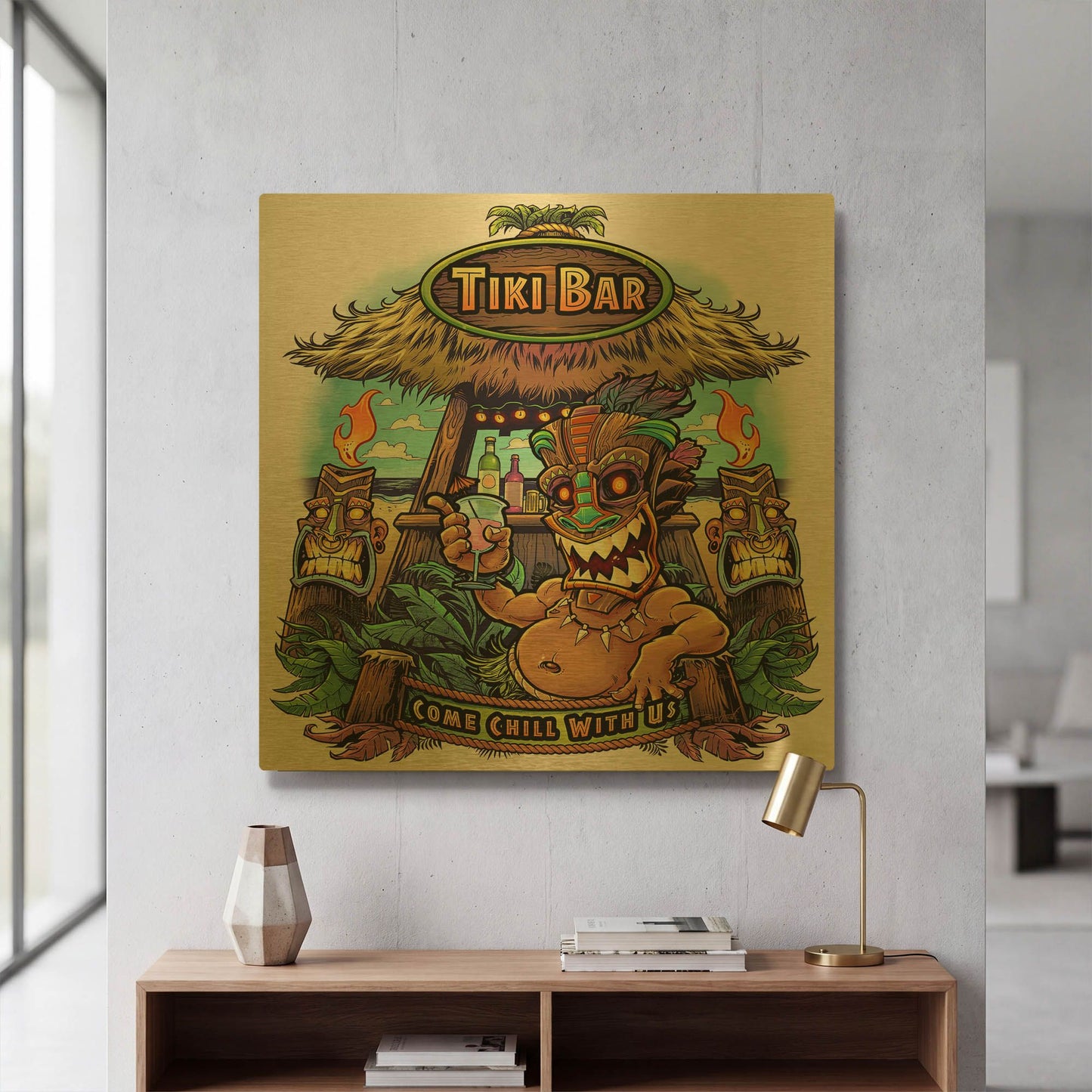'Tiki Bar' By Flyland Designs Gold Metal Wall Art