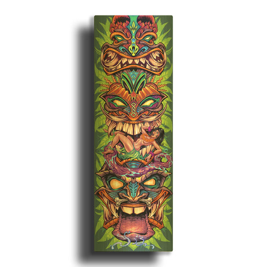 'Tiki Totem Skateboard' By Flyland Designs Gold Metal Wall Art