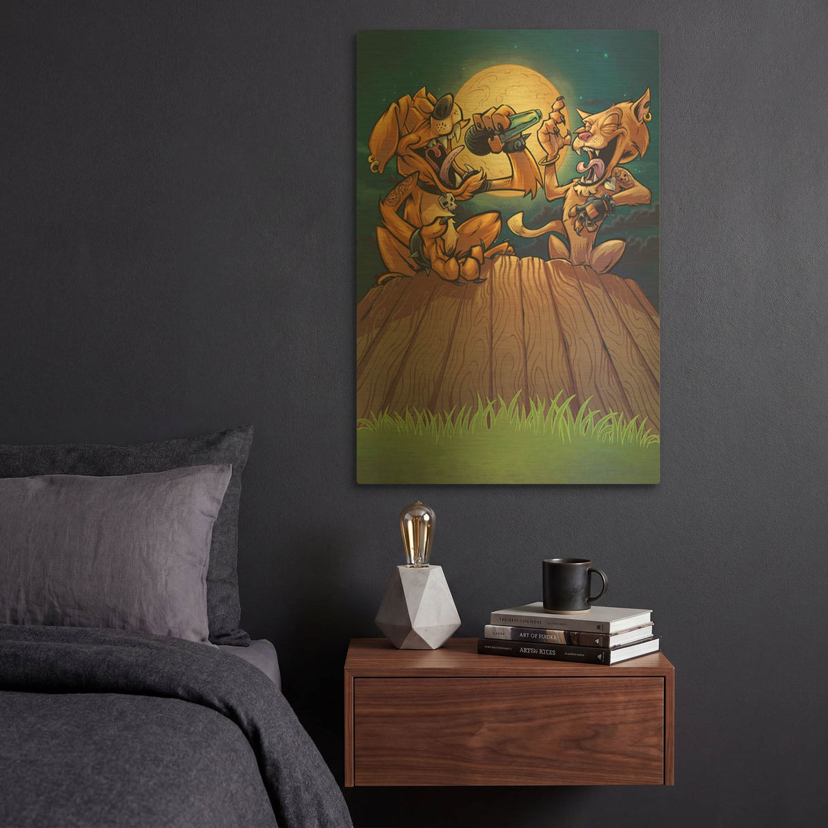 'Dog And Cat On Fence' By Flyland Designs Gold Metal Wall Art