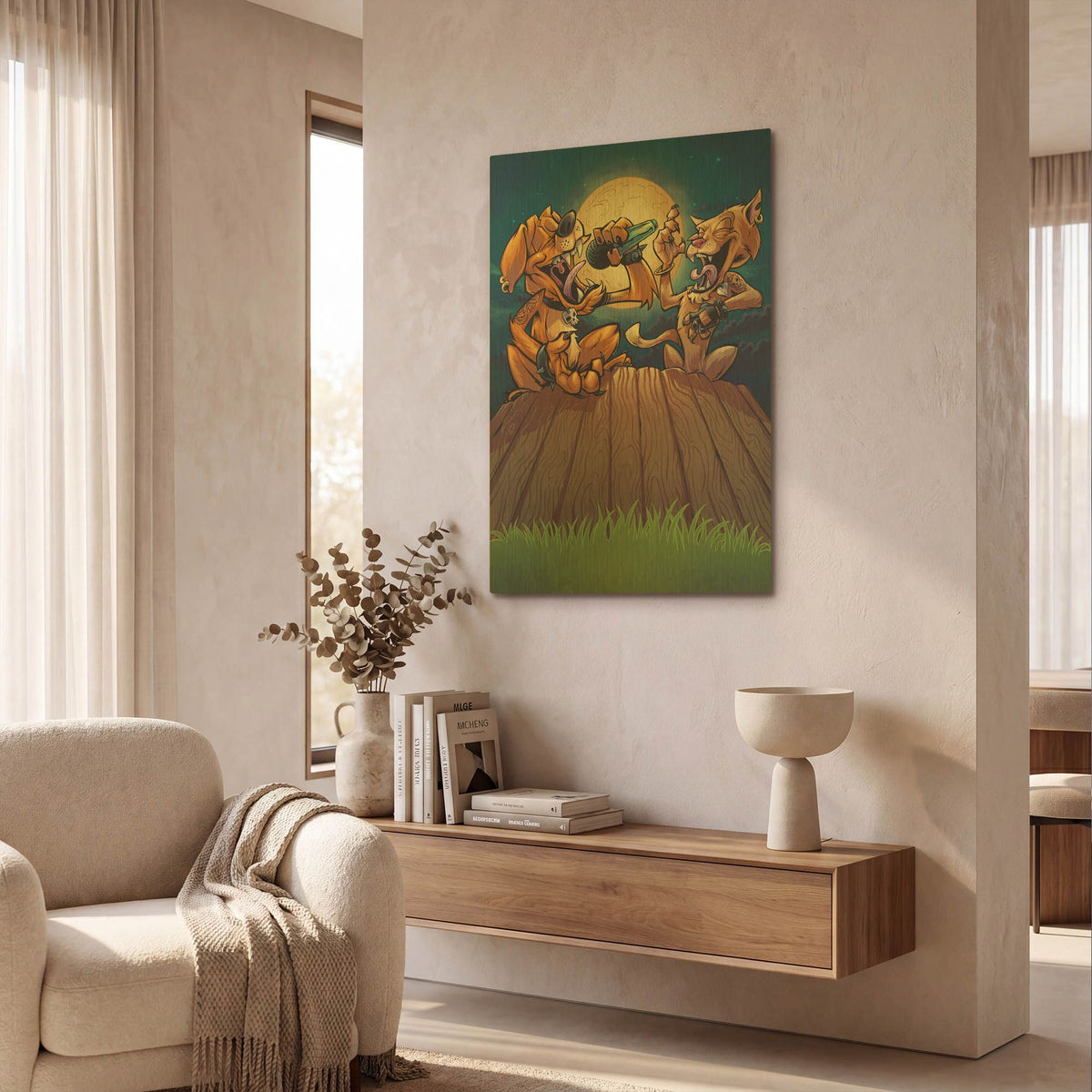 'Dog And Cat On Fence' By Flyland Designs Gold Metal Wall Art