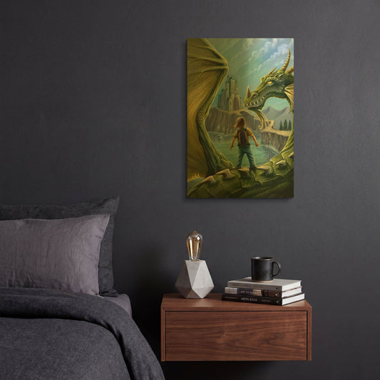 'Dragon And Castle' By Flyland Designs Gold Metal Wall Art