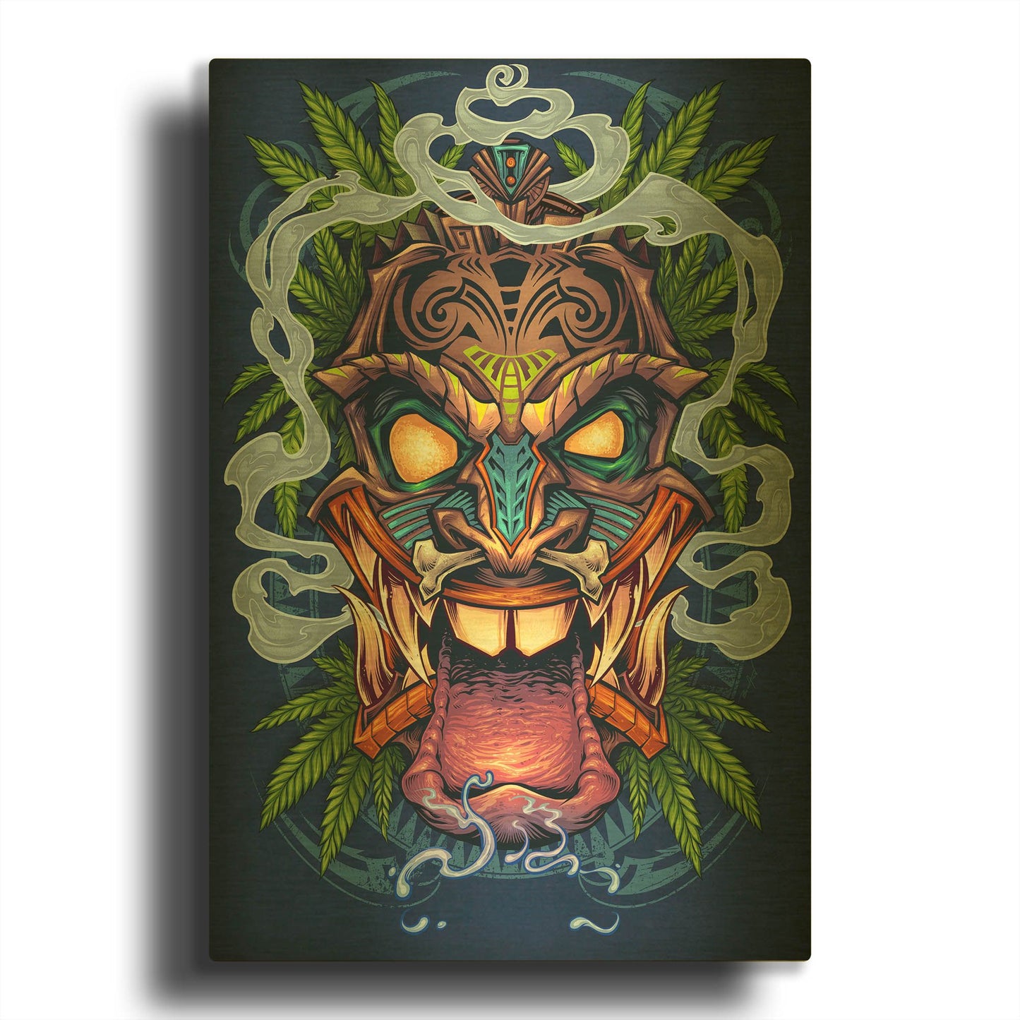 'Tiki Head' By Flyland Designs Gold Metal Wall Art