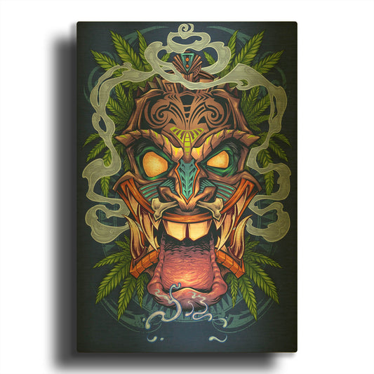 'Tiki Head' By Flyland Designs Gold Metal Wall Art