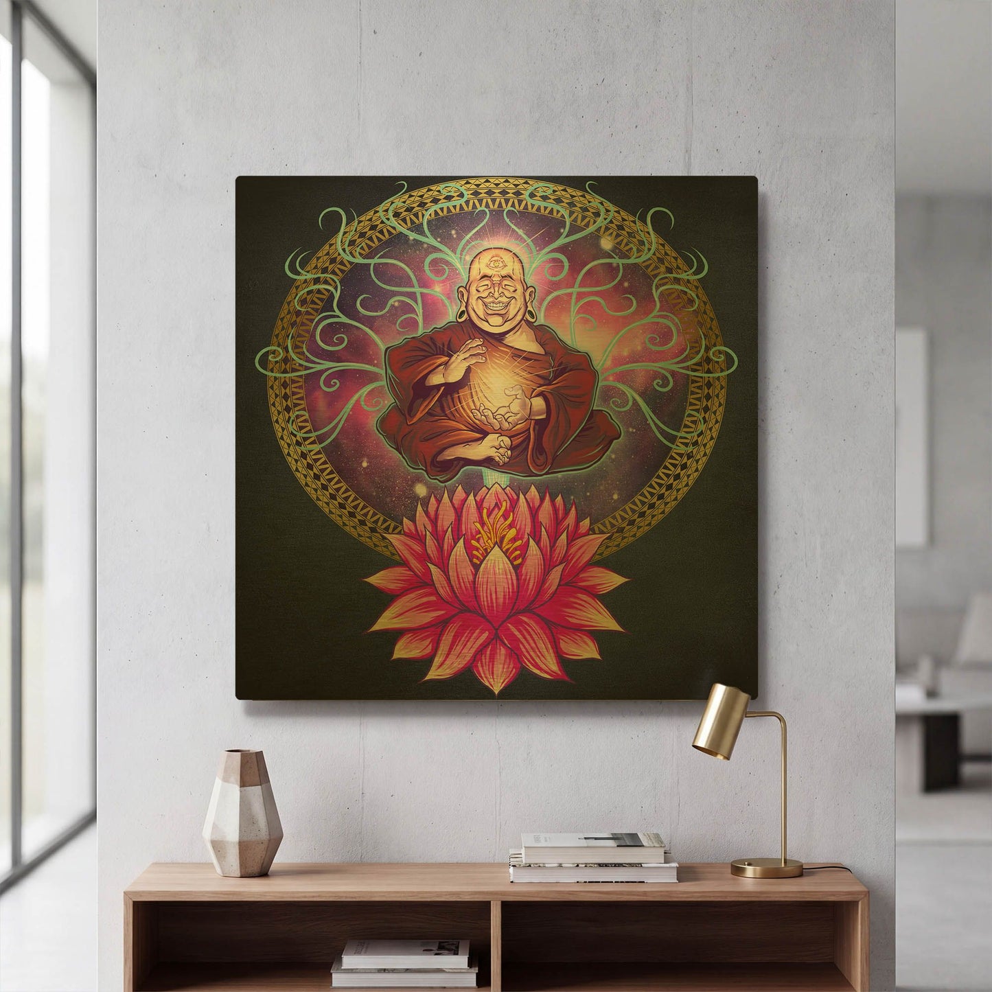 'Buddhist Monk Nirvana' By Flyland Designs Gold Metal Wall Art