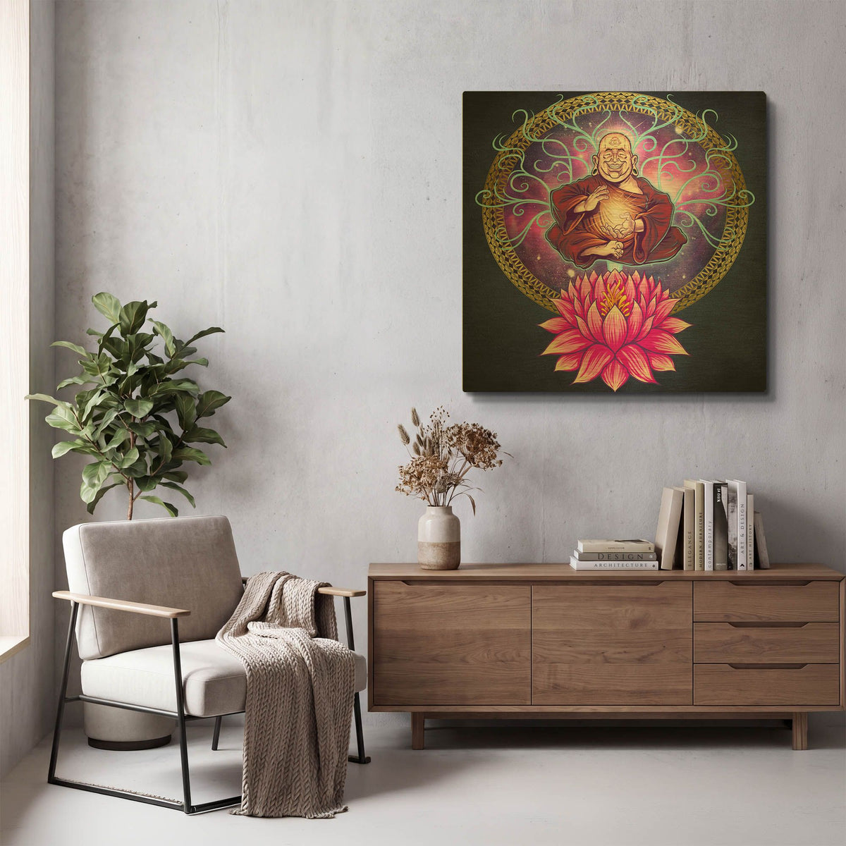 'Buddhist Monk Nirvana' By Flyland Designs Gold Metal Wall Art