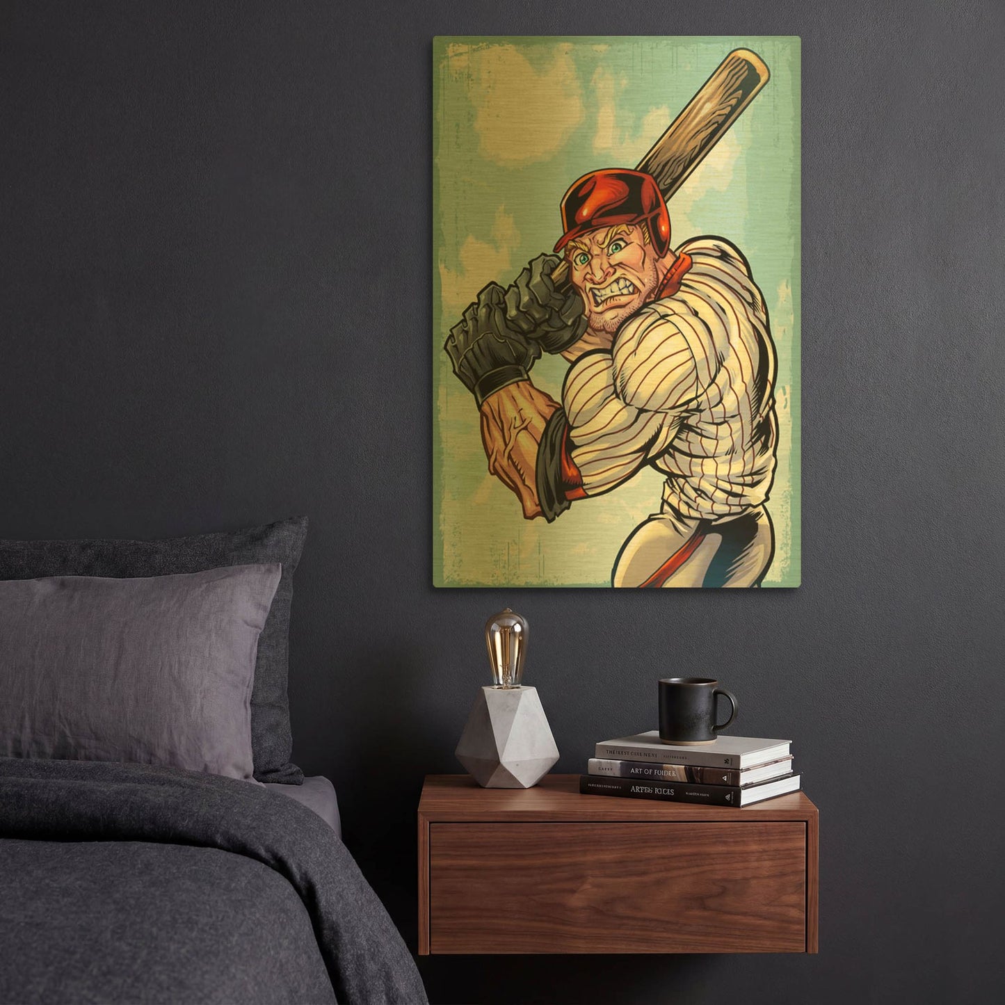 'Cartoon Baseball Player Mascot' By Flyland Designs Gold Metal Wall Art