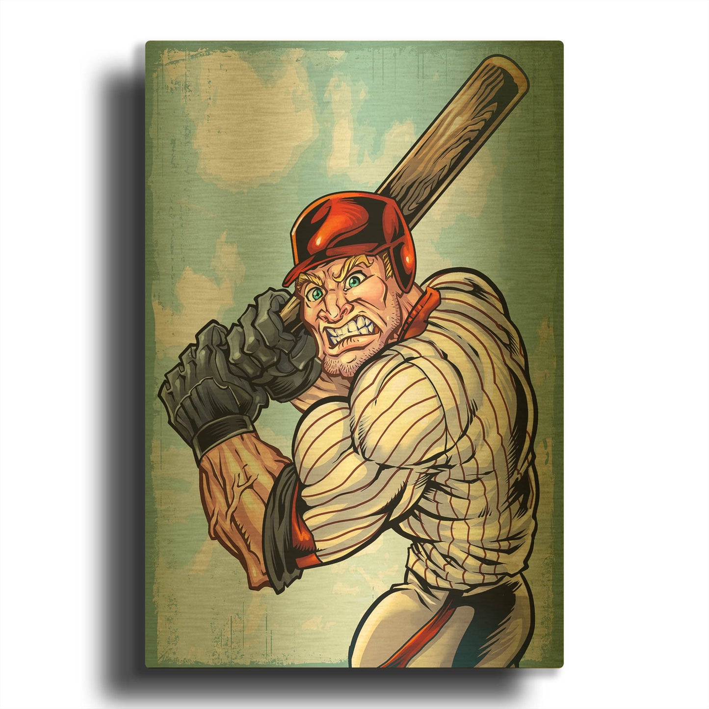 'Cartoon Baseball Player Mascot' By Flyland Designs Gold Metal Wall Art