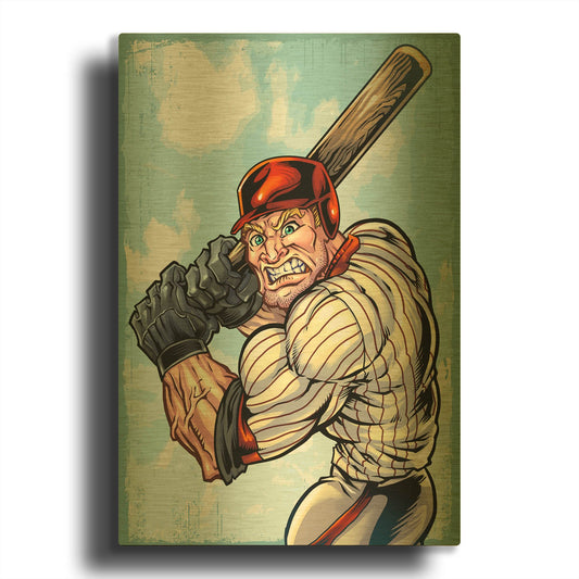 'Cartoon Baseball Player Mascot' By Flyland Designs Gold Metal Wall Art