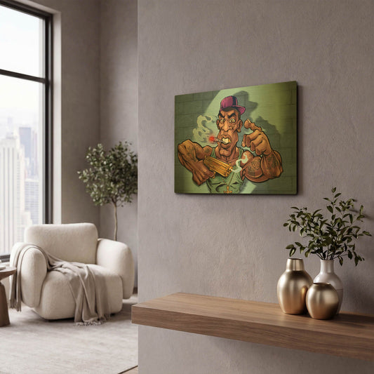'Crook Character Gang Banger' By Flyland Designs Gold Metal Wall Art