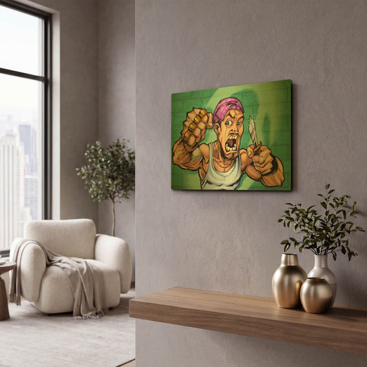 'Crook Character Thug' By Flyland Designs Gold Metal Wall Art
