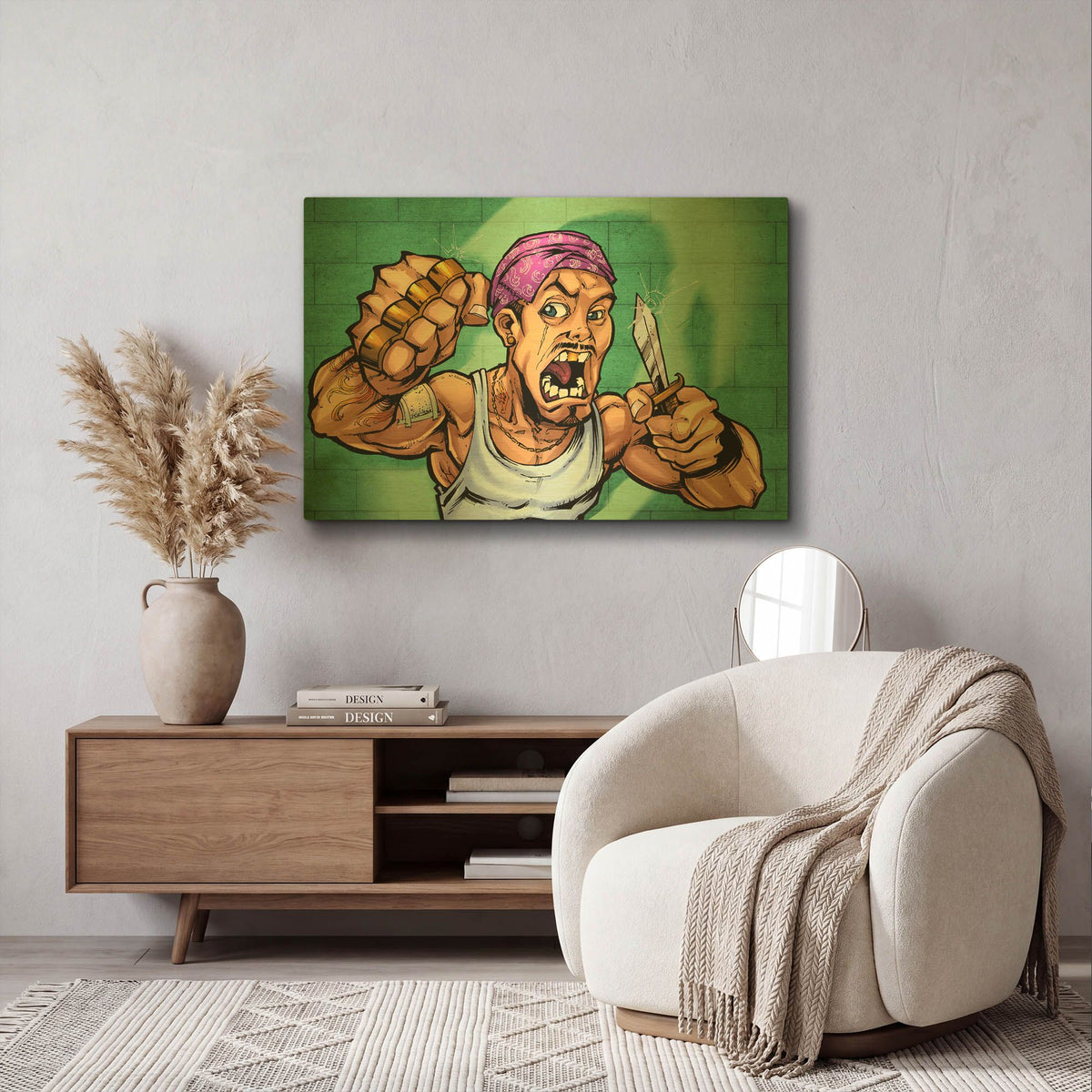 'Crook Character Thug' By Flyland Designs Gold Metal Wall Art