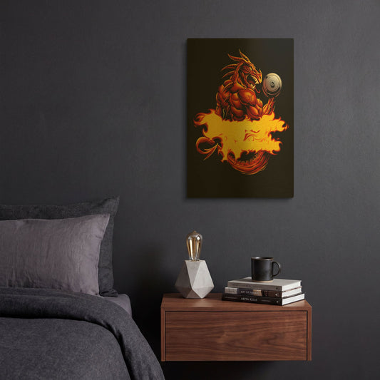 'Dragonfire Logo Fire' By Flyland Designs Gold Metal Wall Art