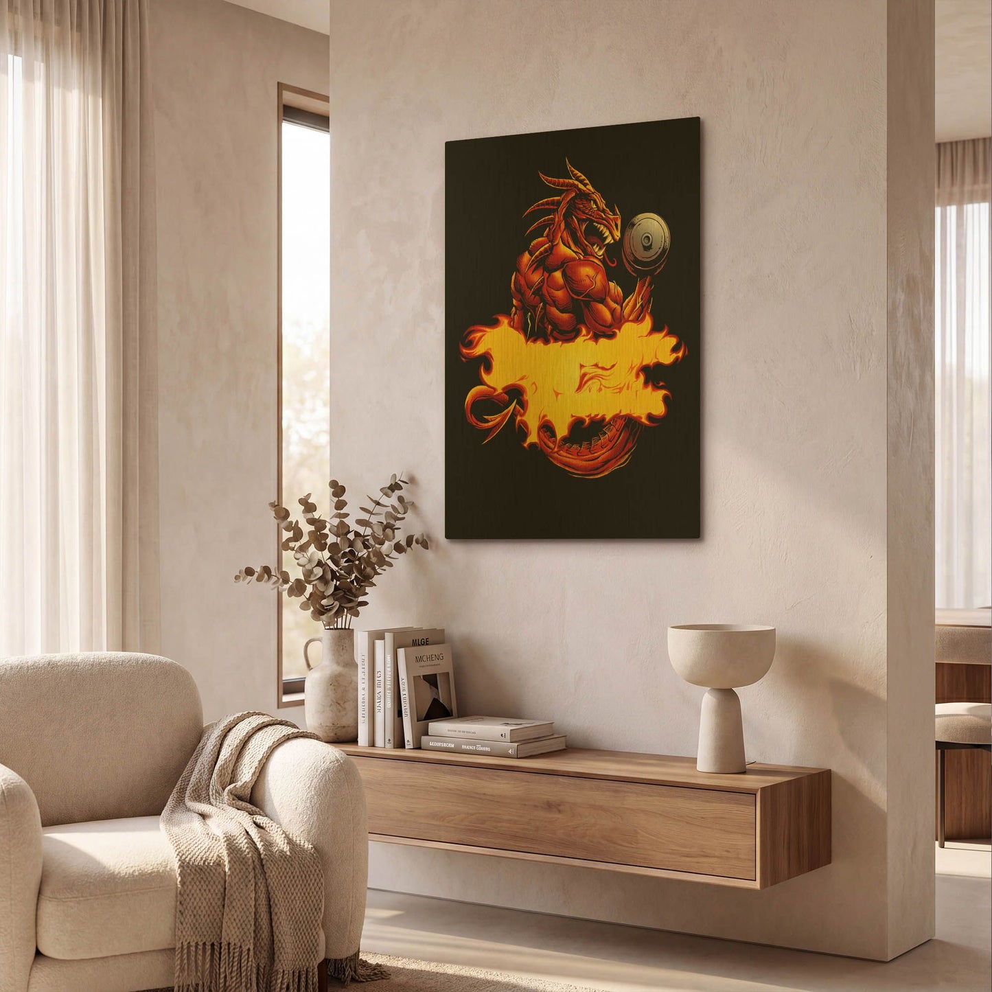 'Dragonfire Logo Fire' By Flyland Designs Gold Metal Wall Art