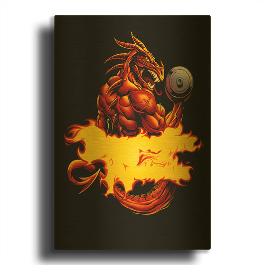 'Dragonfire Logo Fire' By Flyland Designs Gold Metal Wall Art