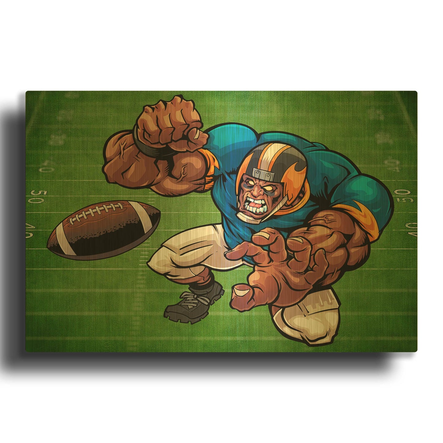 'Football Mascot 02' By Flyland Designs Gold Metal Wall Art