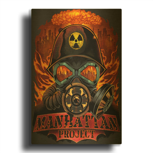 'Gas Mask Nuclear Explosion' By Flyland Designs Gold Metal Wall Art