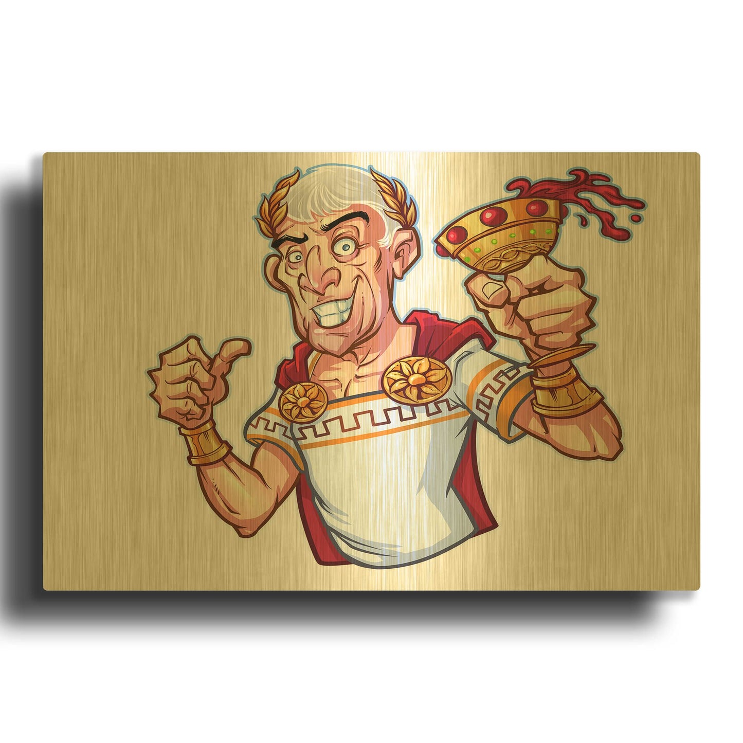 'Julius Caesar Full Color Character' By Flyland Designs Gold Metal Wall Art