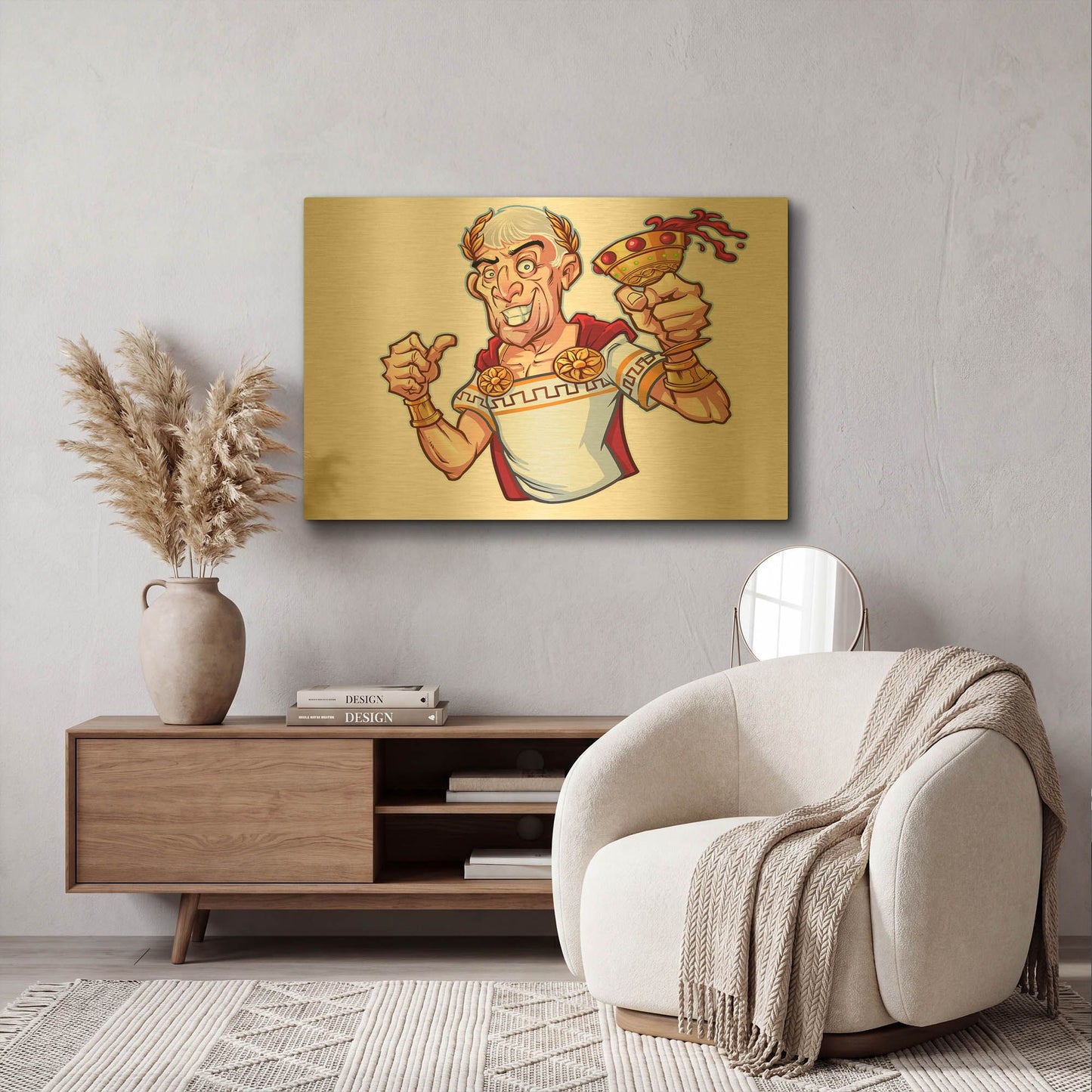 'Julius Caesar Full Color Character' By Flyland Designs Gold Metal Wall Art