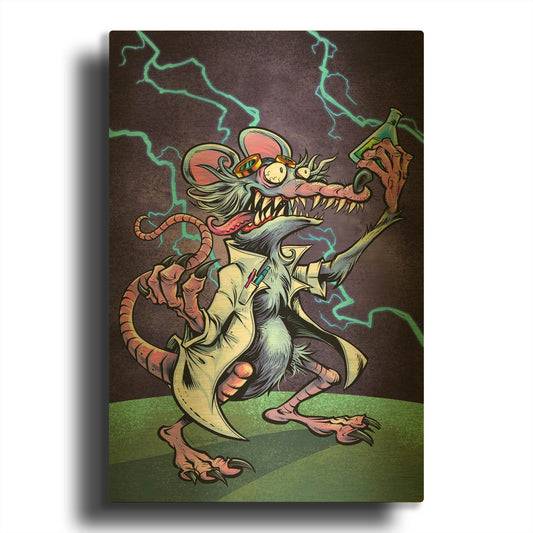 'Lab Rat Vapor Lab Mascot' By Flyland Designs Gold Metal Wall Art