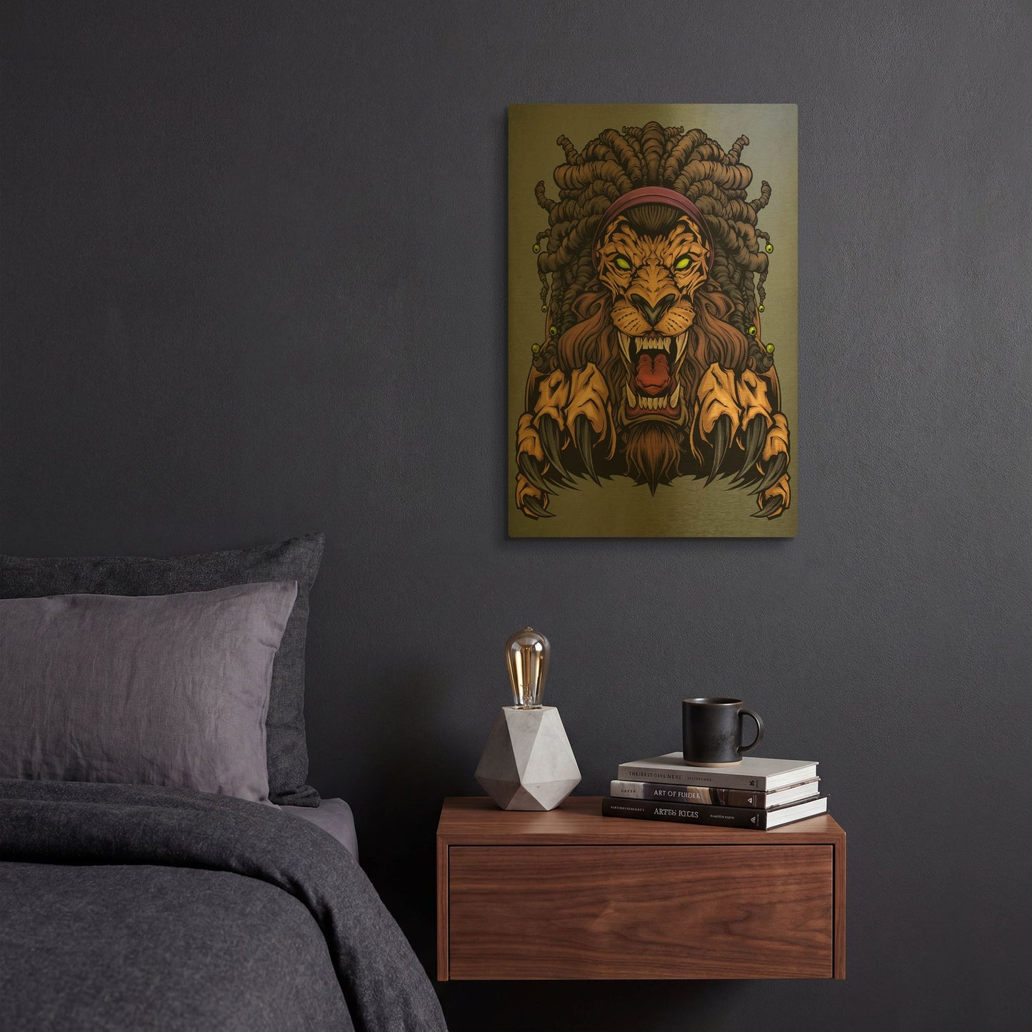 'Lion With Dreadlocks' By Flyland Designs Gold Metal Wall Art