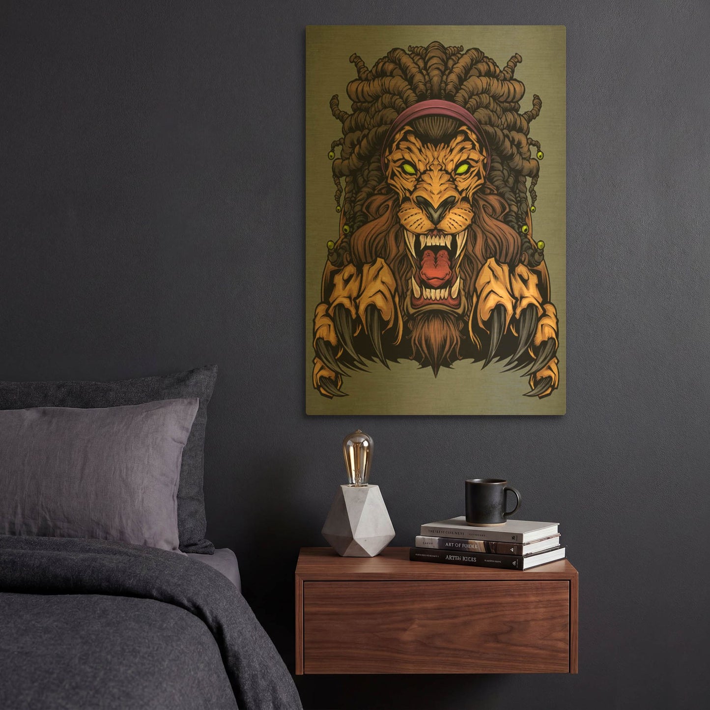 'Lion With Dreadlocks' By Flyland Designs Gold Metal Wall Art