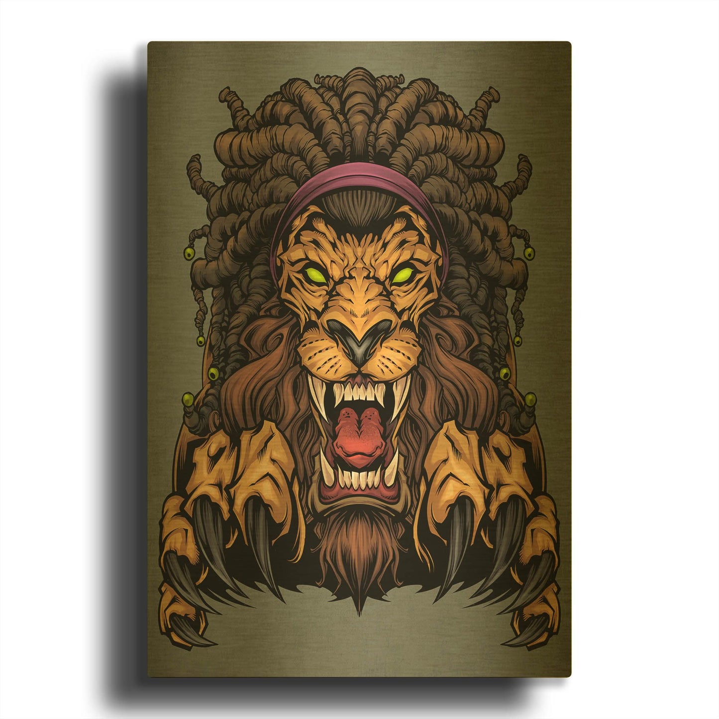 'Lion With Dreadlocks' By Flyland Designs Gold Metal Wall Art