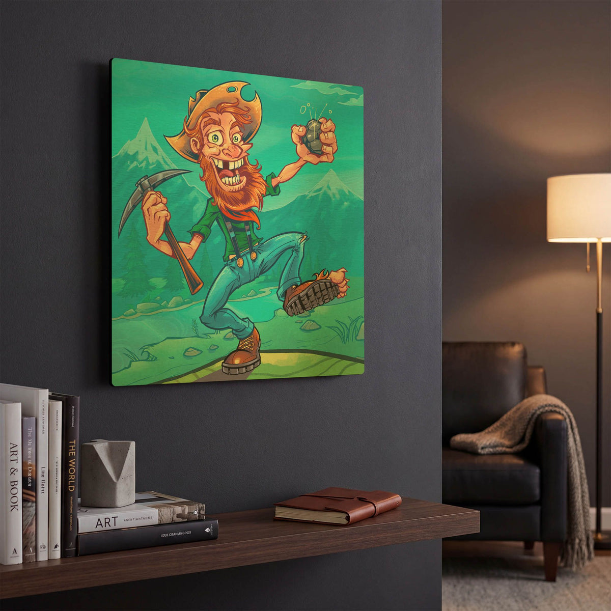 'MineCart Game Packaging' By Flyland Designs Gold Metal Wall Art