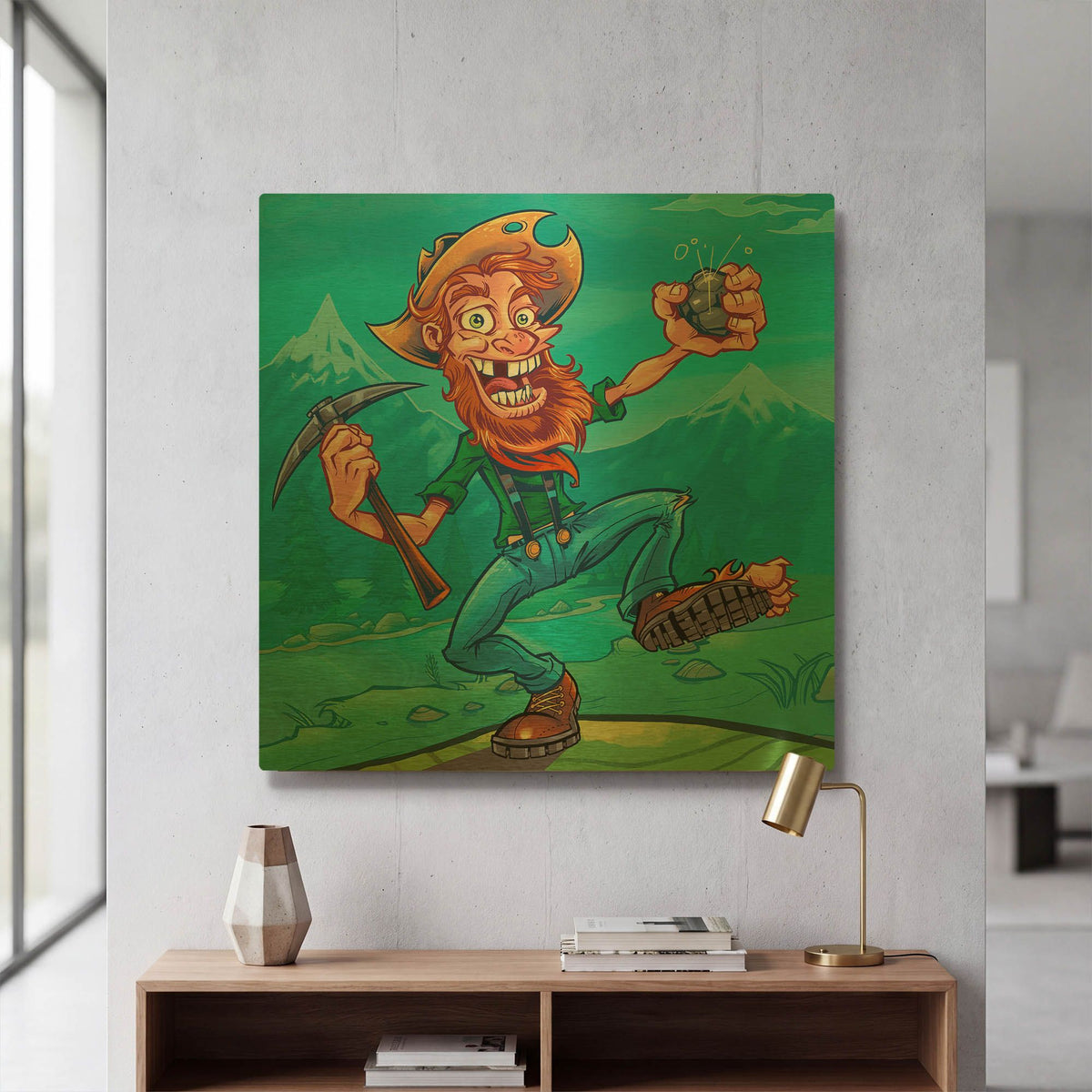 'MineCart Game Packaging' By Flyland Designs Gold Metal Wall Art