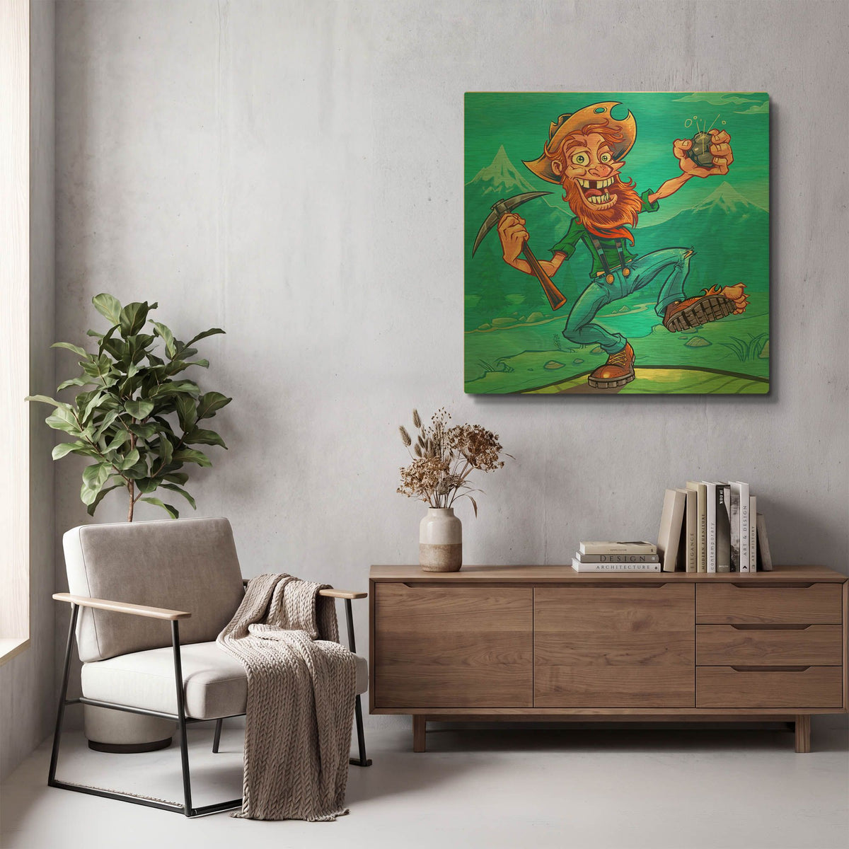 'MineCart Game Packaging' By Flyland Designs Gold Metal Wall Art