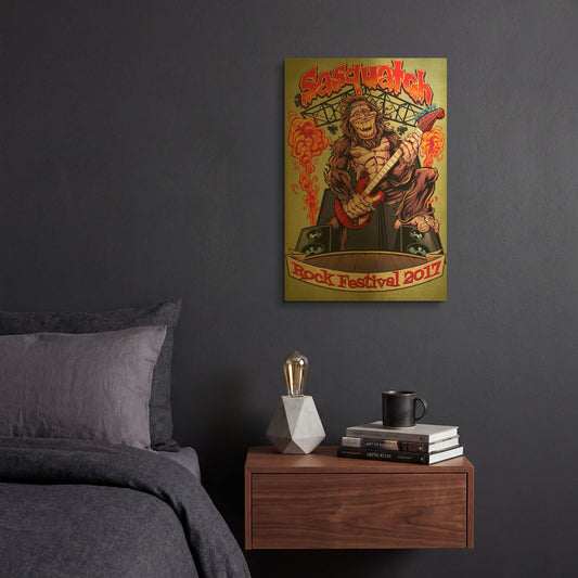 'Sasquatch Guitar Player' By Flyland Designs Gold Metal Wall Art