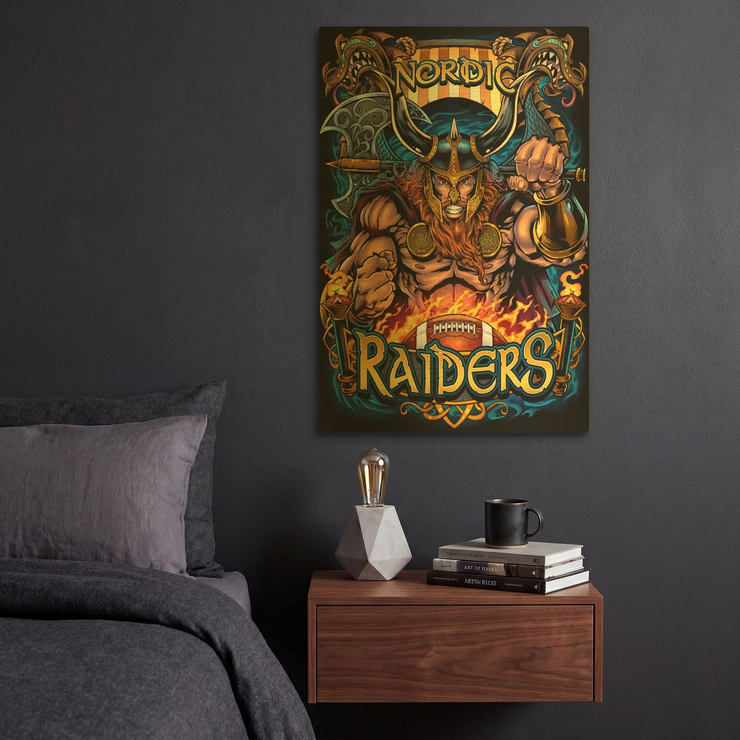 'Viking Sports Mascot' By Flyland Designs Gold Metal Wall Art