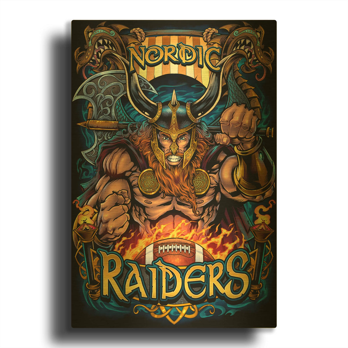 'Viking Sports Mascot' By Flyland Designs Gold Metal Wall Art