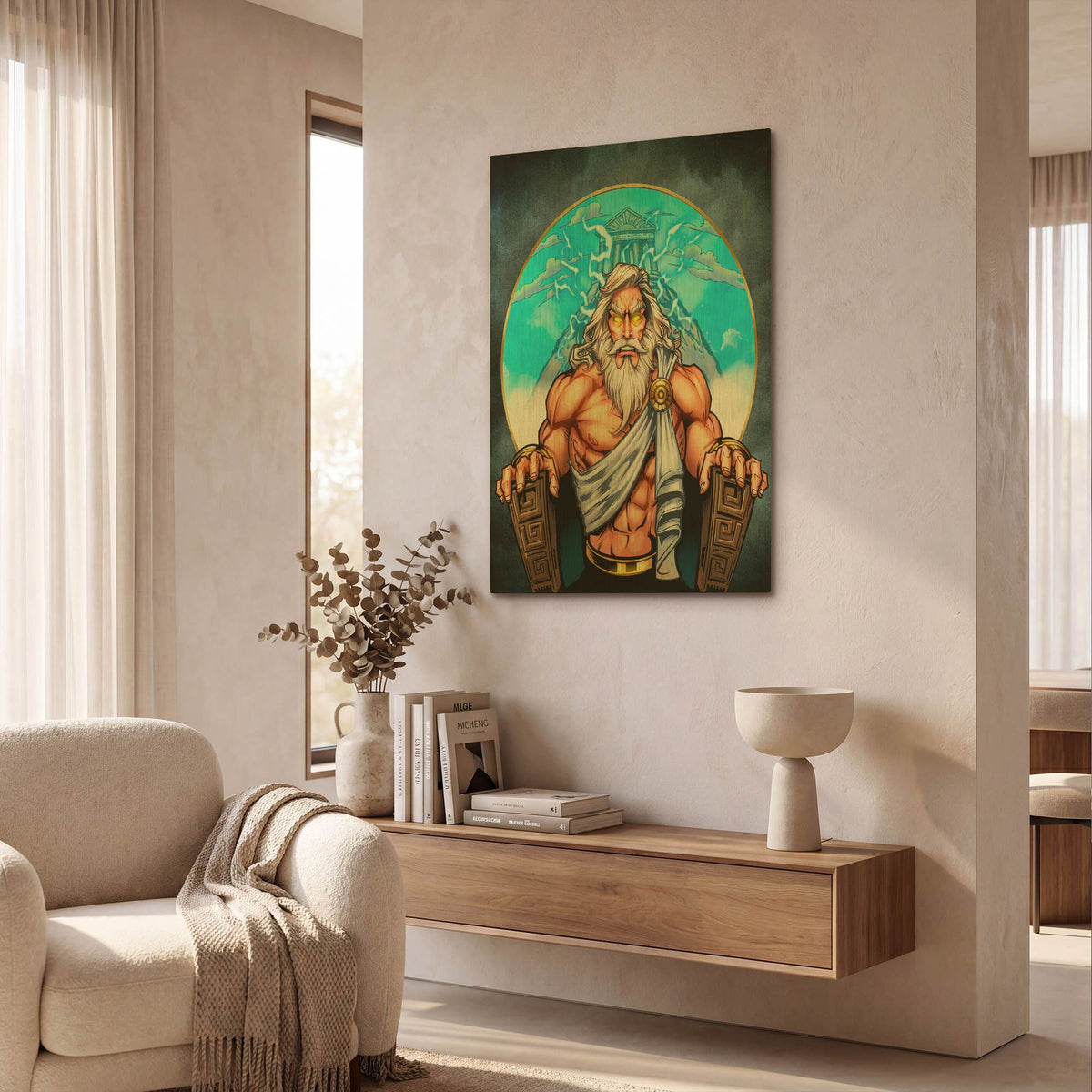 'Zeus On Throne' By Flyland Designs Gold Metal Wall Art