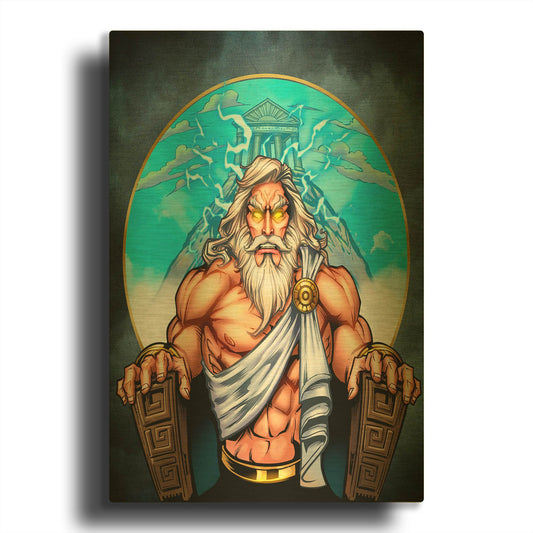 'Zeus On Throne' By Flyland Designs Gold Metal Wall Art