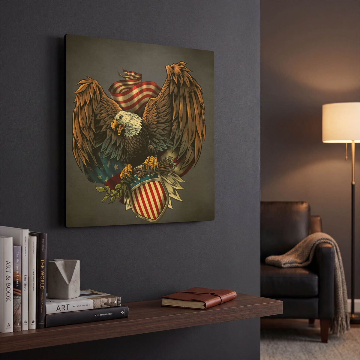 'Army Eagle Decal' By Flyland Designs Gold Metal Wall Art