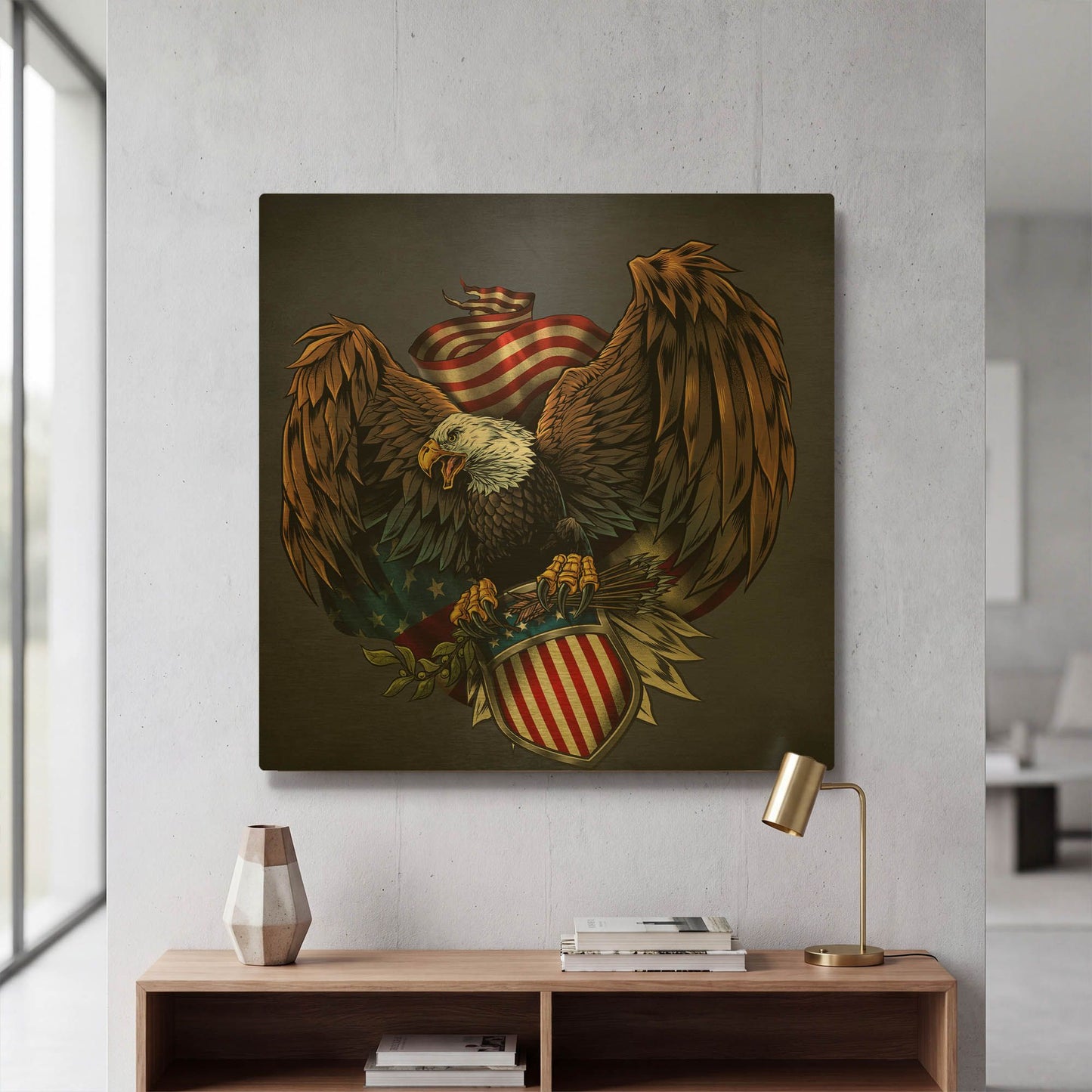 'Army Eagle Decal' By Flyland Designs Gold Metal Wall Art