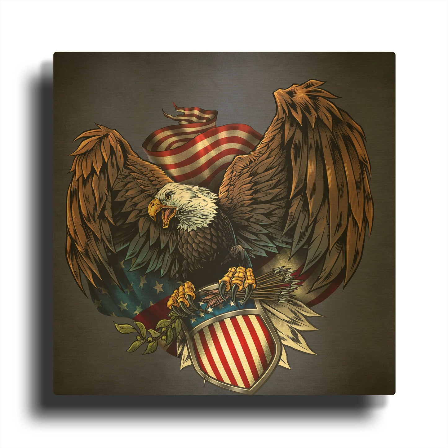 'Army Eagle Decal' By Flyland Designs Gold Metal Wall Art