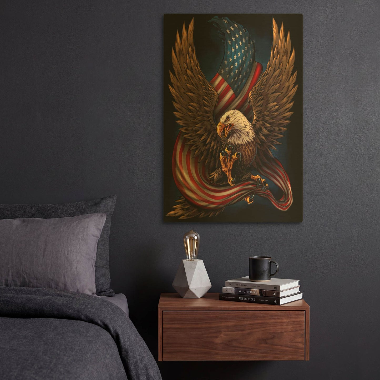 'Eagle and Flag' By Flyland Designs Gold Metal Wall Art