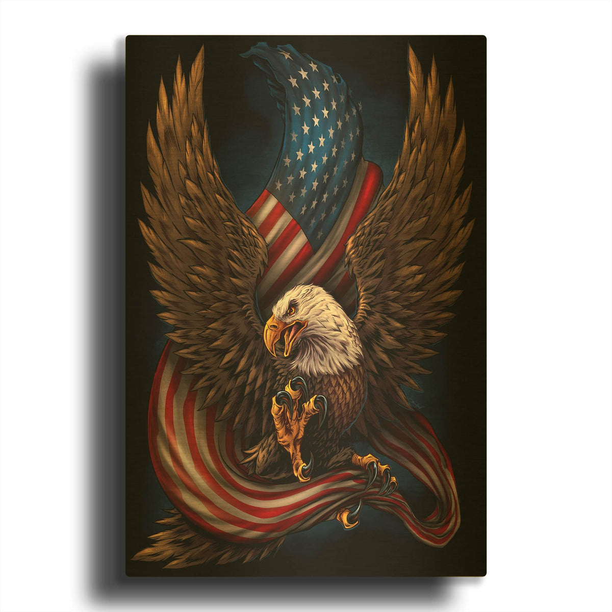 'Eagle and Flag' By Flyland Designs Gold Metal Wall Art