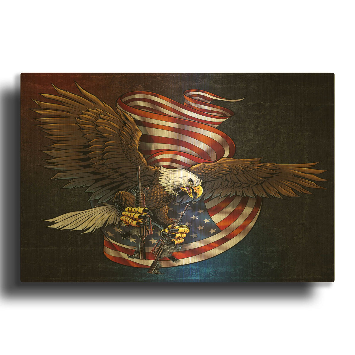 'Eagle and Guns' By Flyland Designs Gold Metal Wall Art